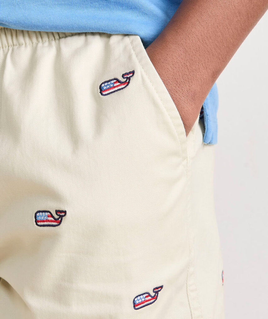 Vineyard Vines Boys' Americana Embroidered Pull-On Chino Shorts