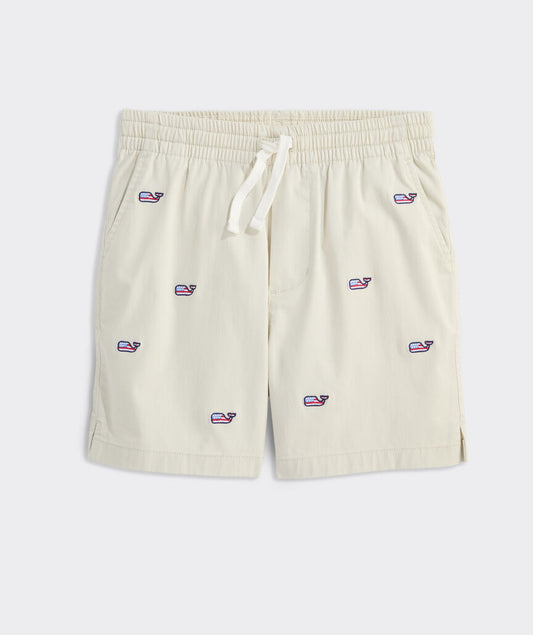 Vineyard Vines Boys' Americana Embroidered Pull-On Chino Shorts