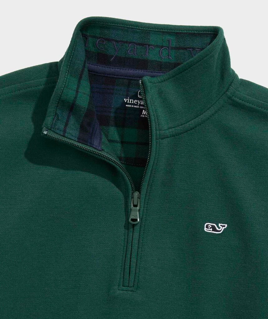 Vineyard Vines Boys' Plaid Collar Saltwater Quarter-Zip