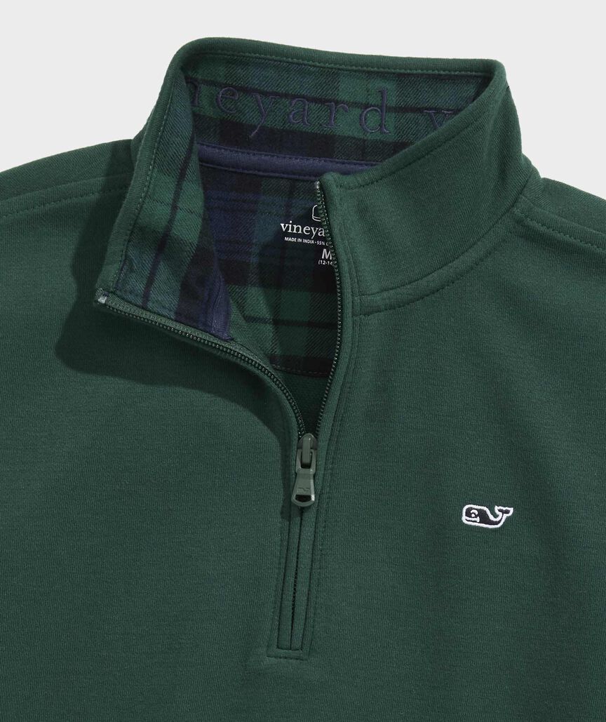 Vineyard Vines Boys' Plaid Collar Saltwater Quarter-Zip