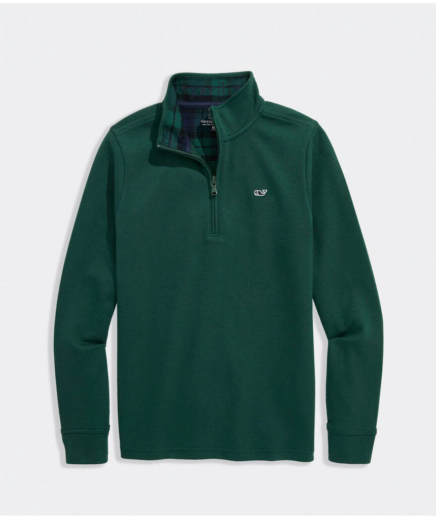 Vineyard Vines Boys' Plaid Collar Saltwater Quarter-Zip