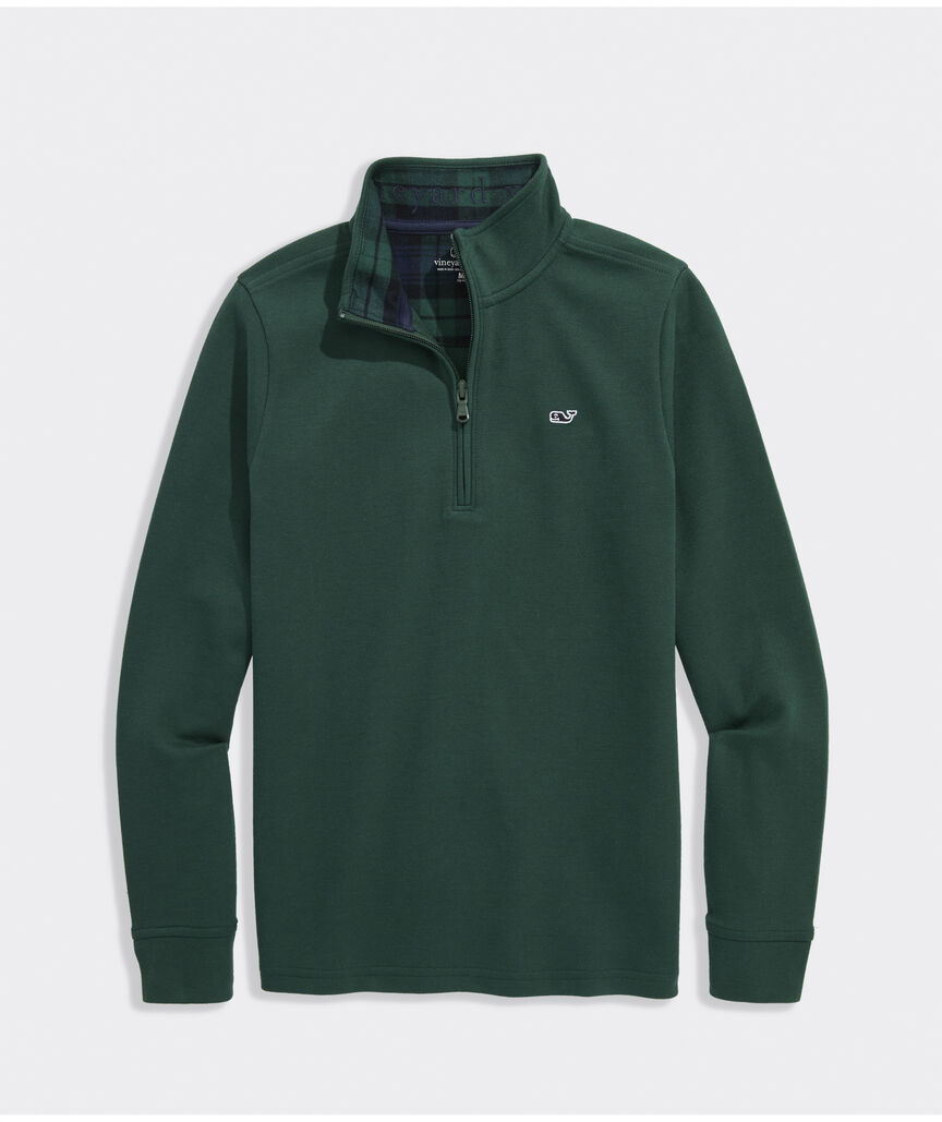 Vineyard Vines Boys' Plaid Collar Saltwater Quarter-Zip