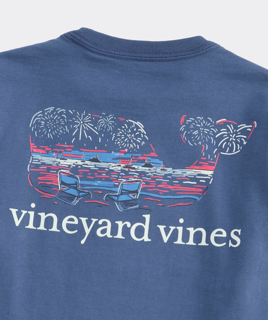 Vineyard Vines Boys' Glow-In-The-Dark Beach Fireworks Whale Short-Sleeve Pocket Tee