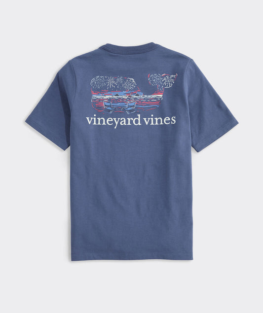 Vineyard Vines Boys' Glow-In-The-Dark Beach Fireworks Whale Short-Sleeve Pocket Tee