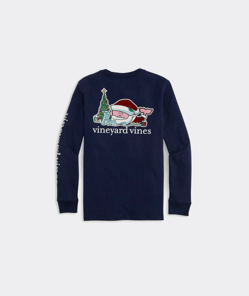 Vineyard Vines Boys' Naughty & Nice List Long-Sleeve Pocket Tee