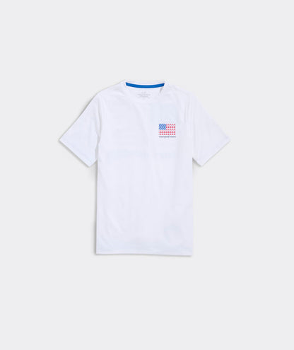Vineyard Vines Boys' American Flag Whales Short-Sleeve Harbor Sun Performance Tee
