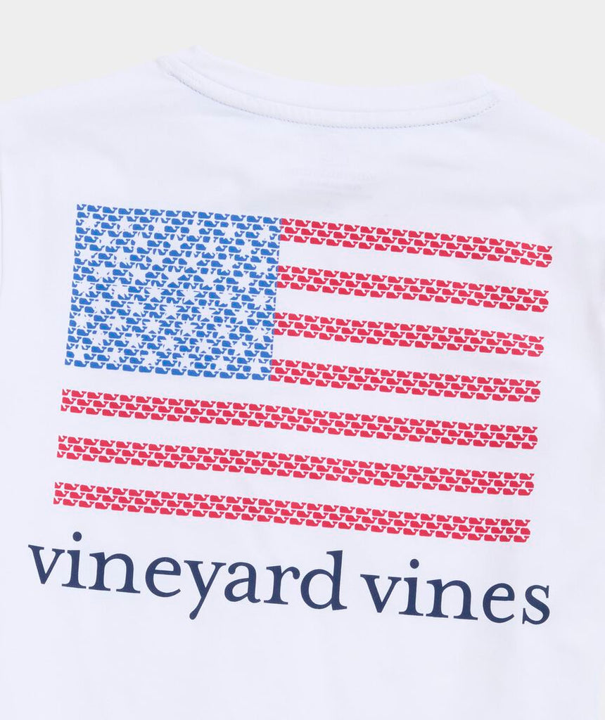 Vineyard Vines Boys' American Flag Whales Short-Sleeve Harbor Sun Performance Tee