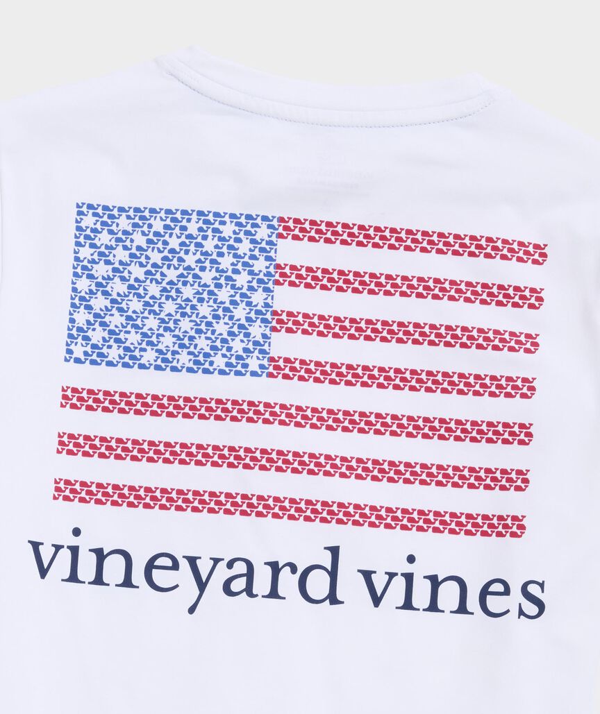 Vineyard Vines Boys' American Flag Whales Short-Sleeve Harbor Sun Performance Tee