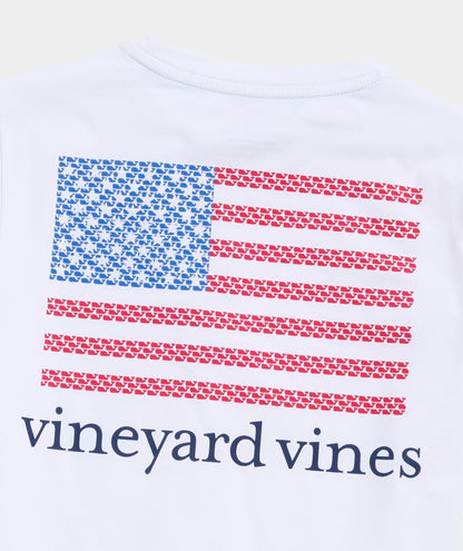 Vineyard Vines Boys' American Flag Whales Short-Sleeve Harbor Sun Performance Tee