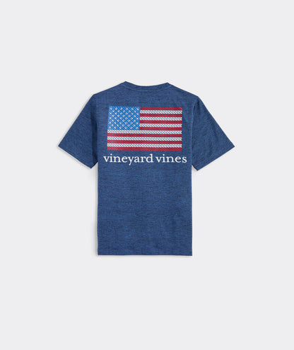 Vineyard Vines Boys' American Flag Whales Short-Sleeve Harbor Sun Performance Tee