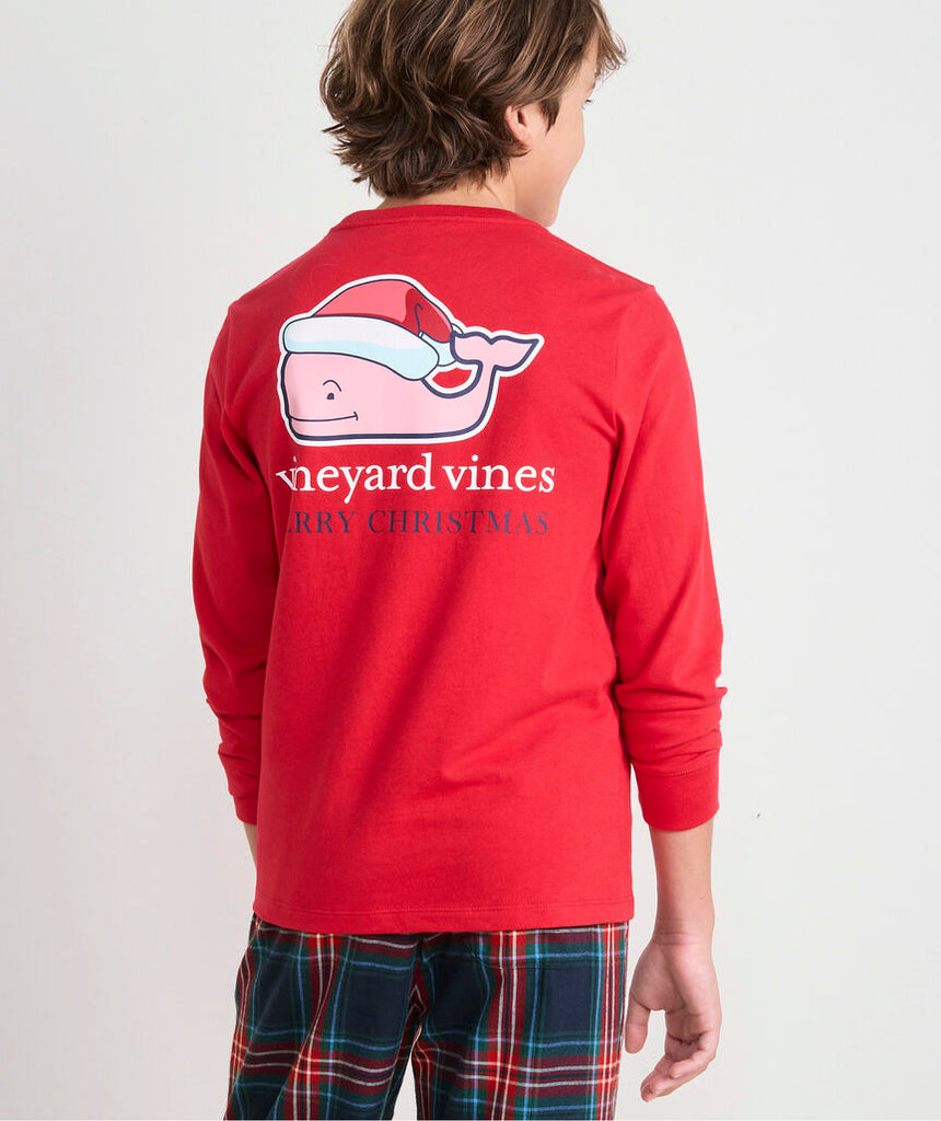 Vineyard Vines Boys' 2025 Santa Whale Long-Sleeve Pocket Tee