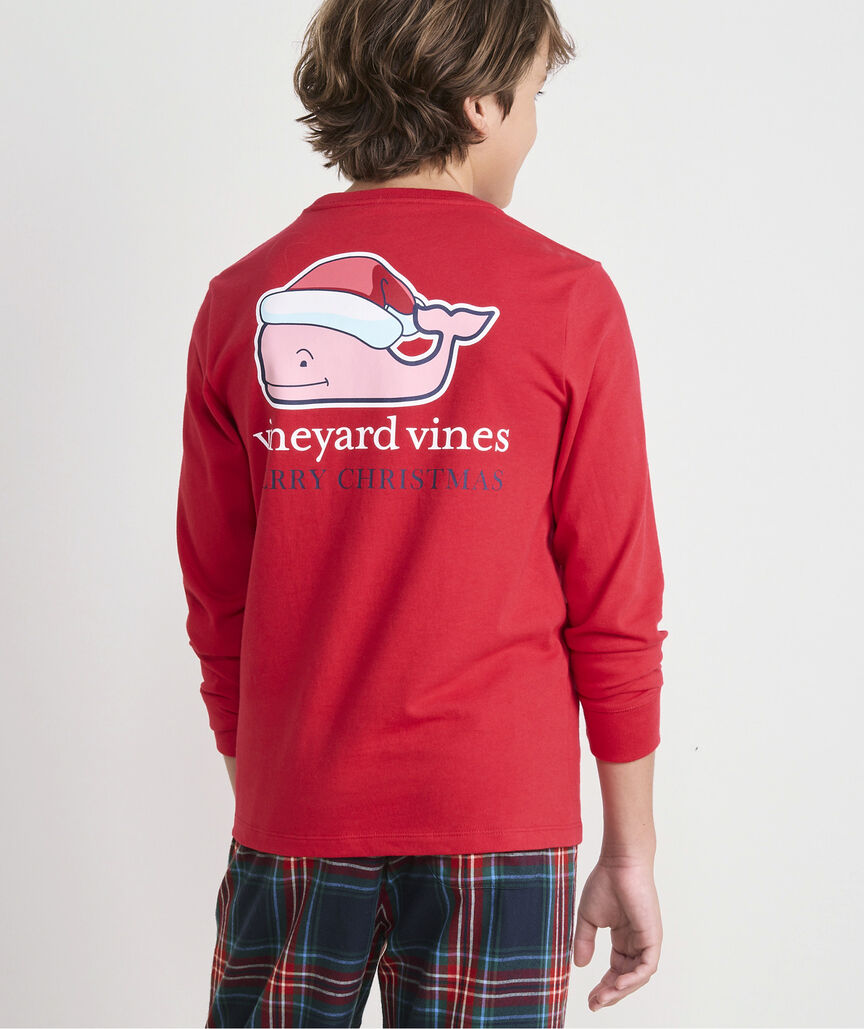 Vineyard Vines Boys' 2025 Santa Whale Long-Sleeve Pocket Tee