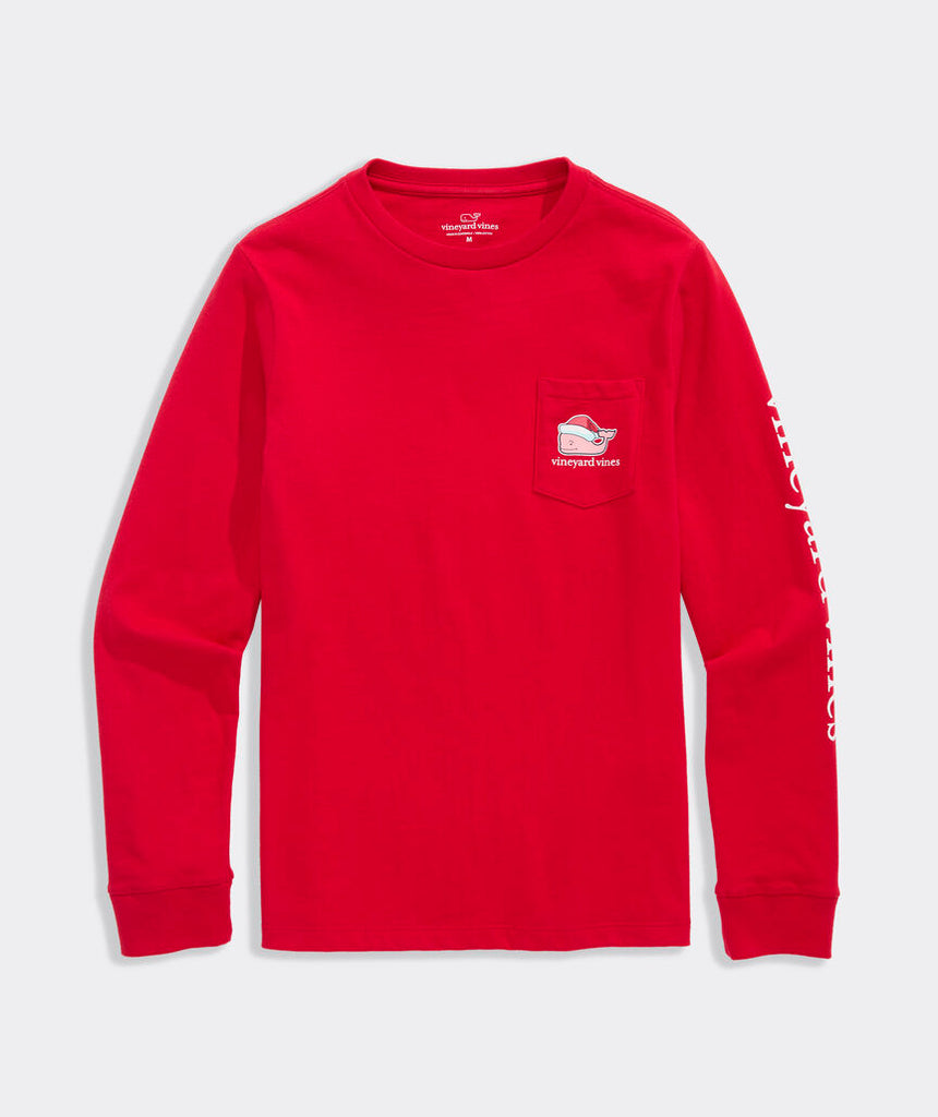 Vineyard Vines Boys' 2025 Santa Whale Long-Sleeve Pocket Tee