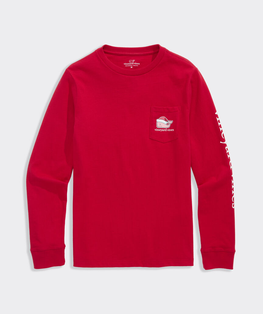 Vineyard Vines Boys' 2025 Santa Whale Long-Sleeve Pocket Tee