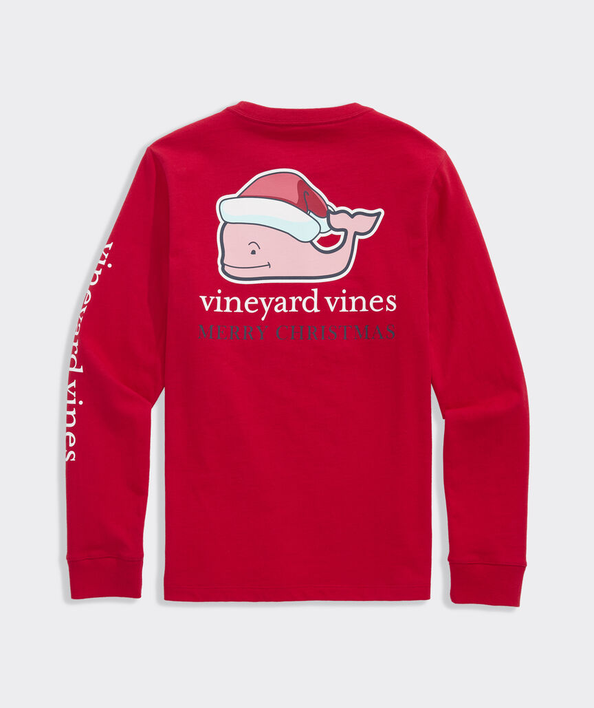 Vineyard Vines Boys' 2025 Santa Whale Long-Sleeve Pocket Tee