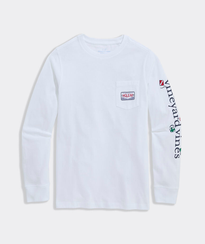 Vineyard Vines Boys' Best Christmas By Par Long-Sleeve Pocket Tee