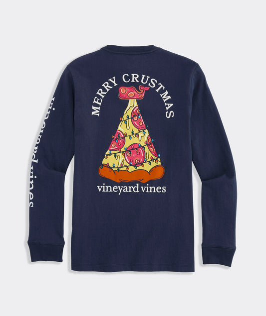 Vineyard Vines Boys' Merry CRUSTmas Long-Sleeve Pocket Tee