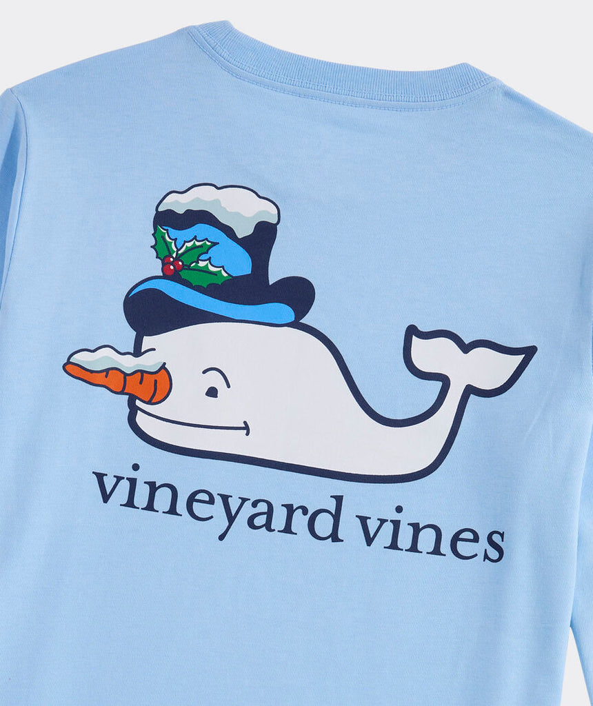 Vineyard Vines Boys' Snowman Whale Long-Sleeve Pocket Tee