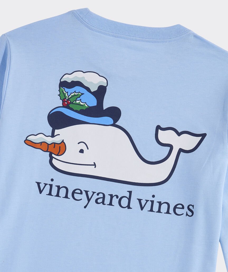 Vineyard Vines Boys' Snowman Whale Long-Sleeve Pocket Tee