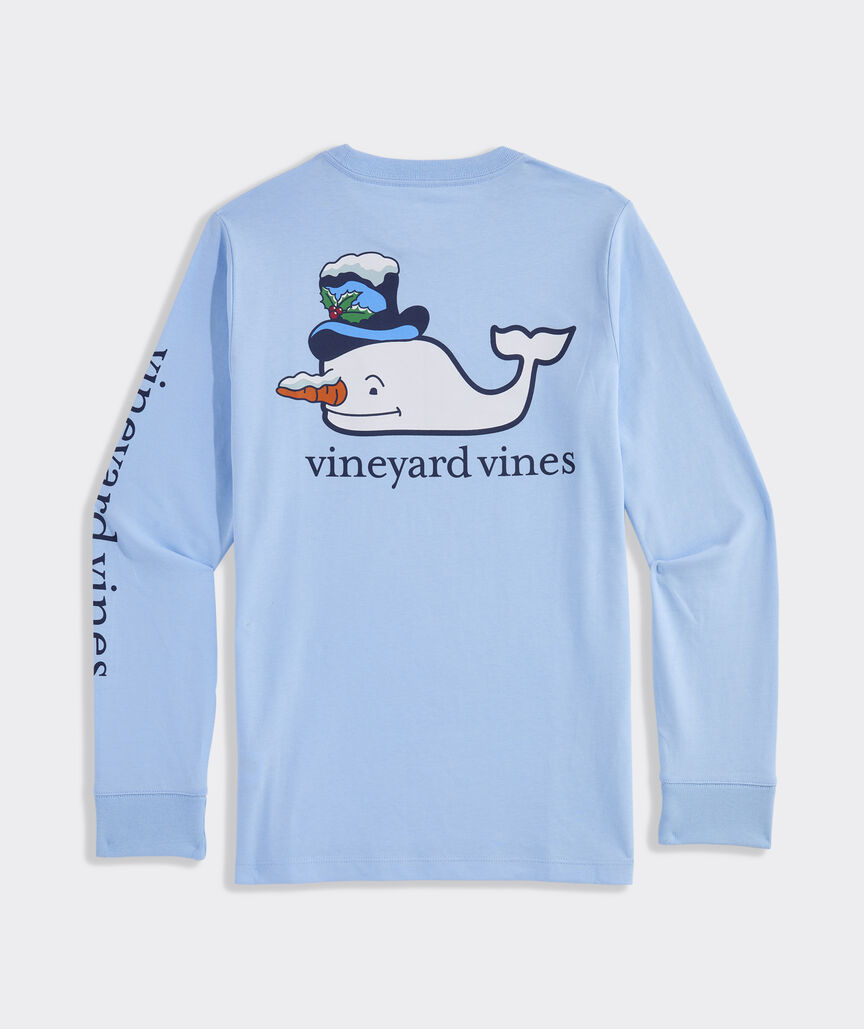 Vineyard Vines Boys' Snowman Whale Long-Sleeve Pocket Tee