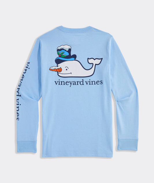 Vineyard Vines Boys' Snowman Whale Long-Sleeve Pocket Tee