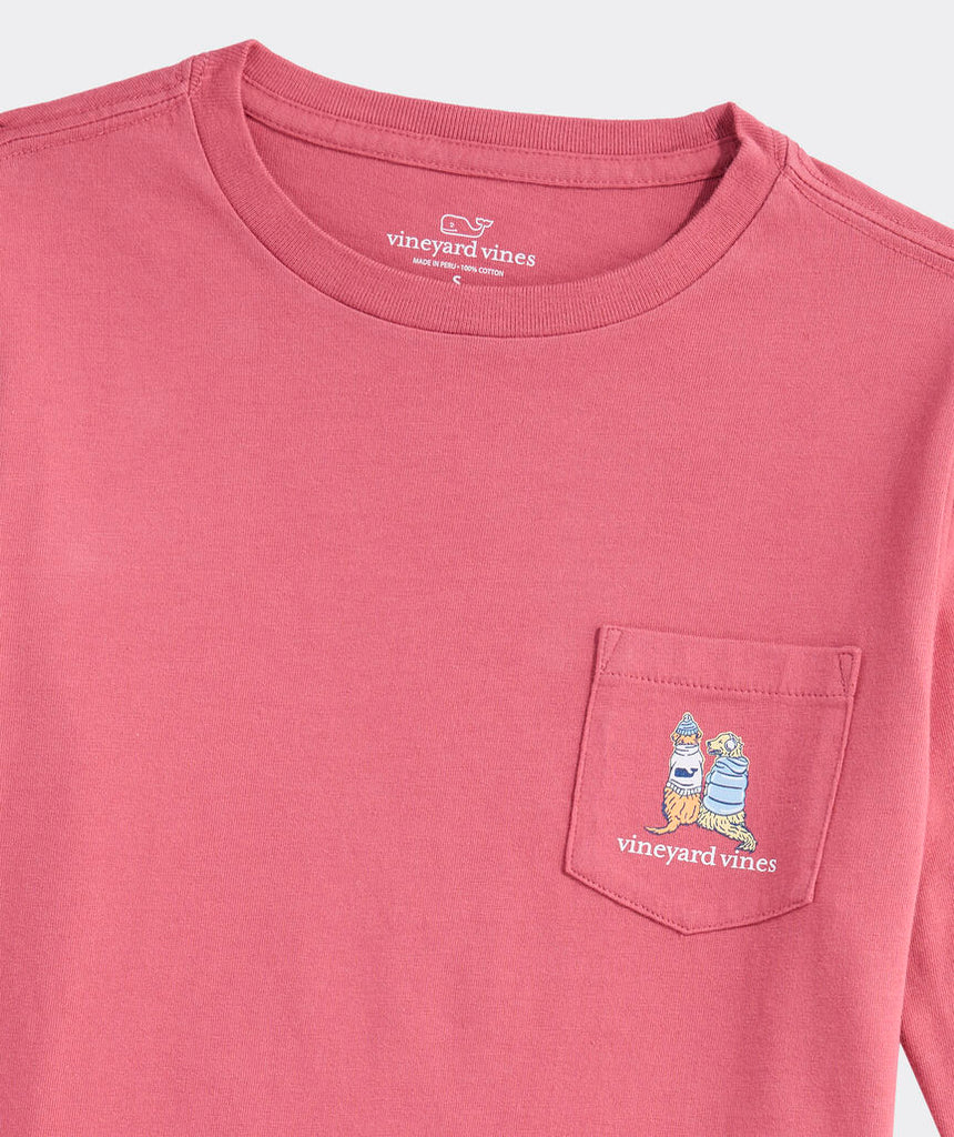 Vineyard Vines Boys' Sunset Ski Pups Long-Sleeve Pocket Tee