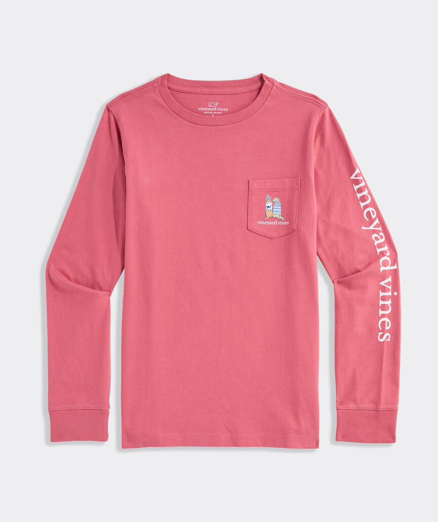 Vineyard Vines Boys' Sunset Ski Pups Long-Sleeve Pocket Tee