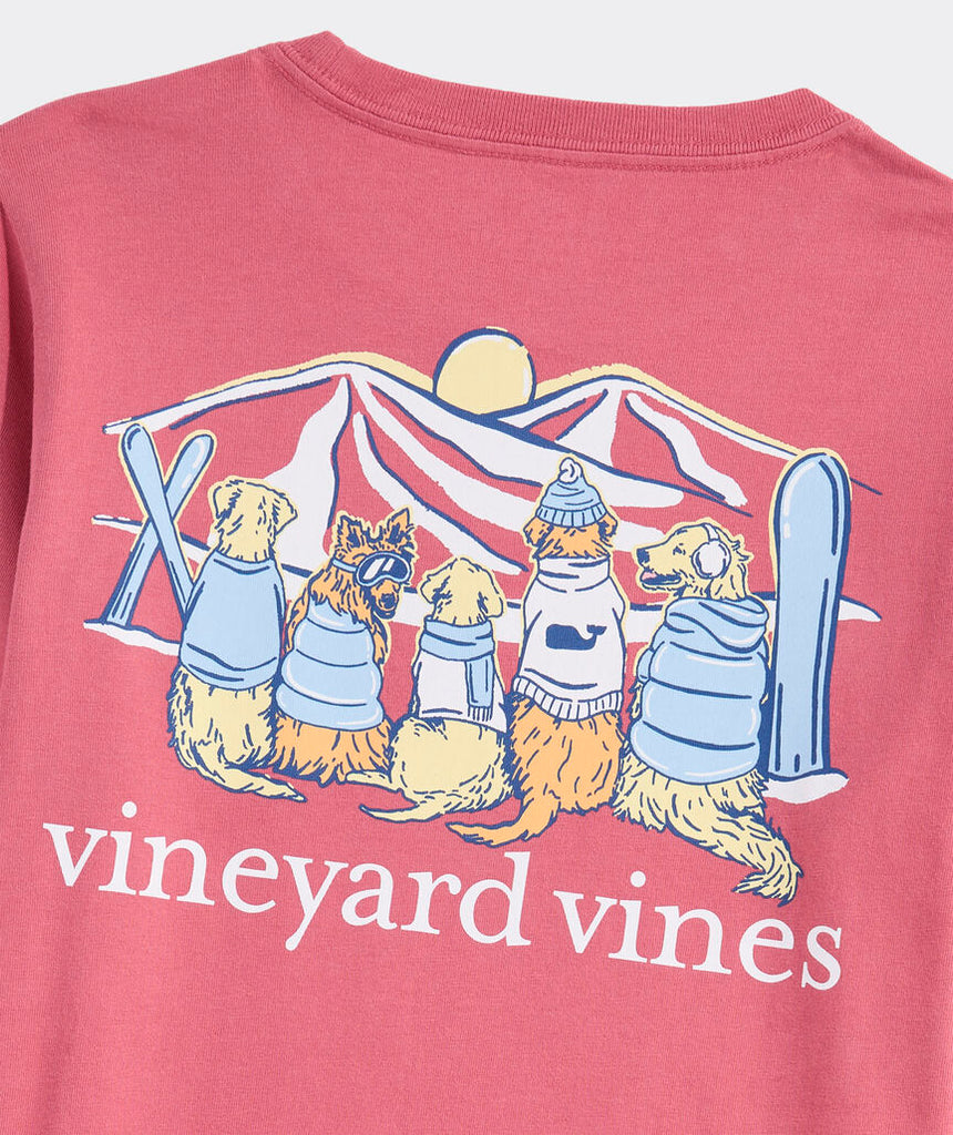 Vineyard Vines Boys' Sunset Ski Pups Long-Sleeve Pocket Tee