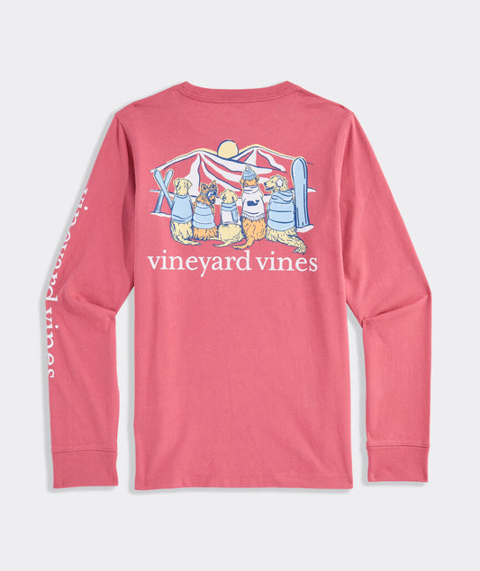 Vineyard Vines Boys' Sunset Ski Pups Long-Sleeve Pocket Tee