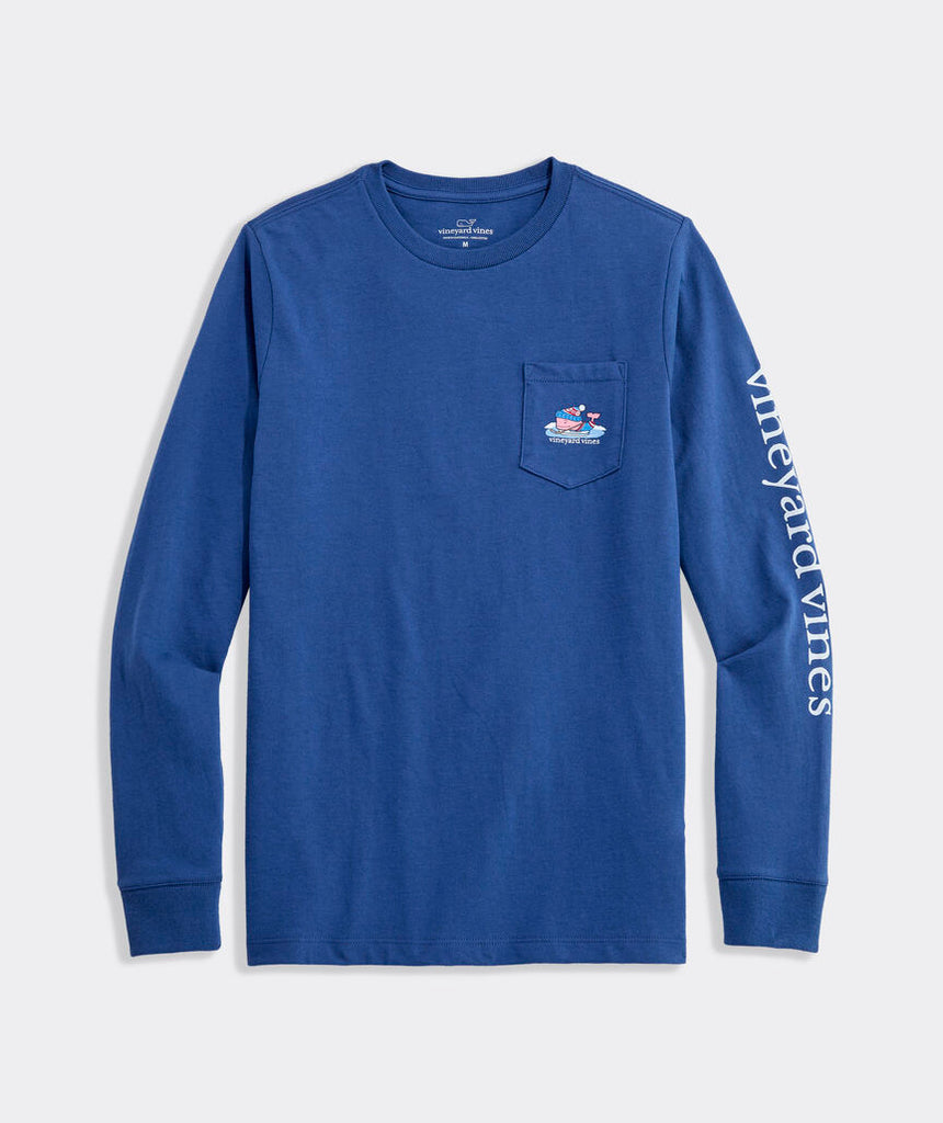 Vineyard Vines Boys' Hockey Whale Long-Sleeve Pocket Tee