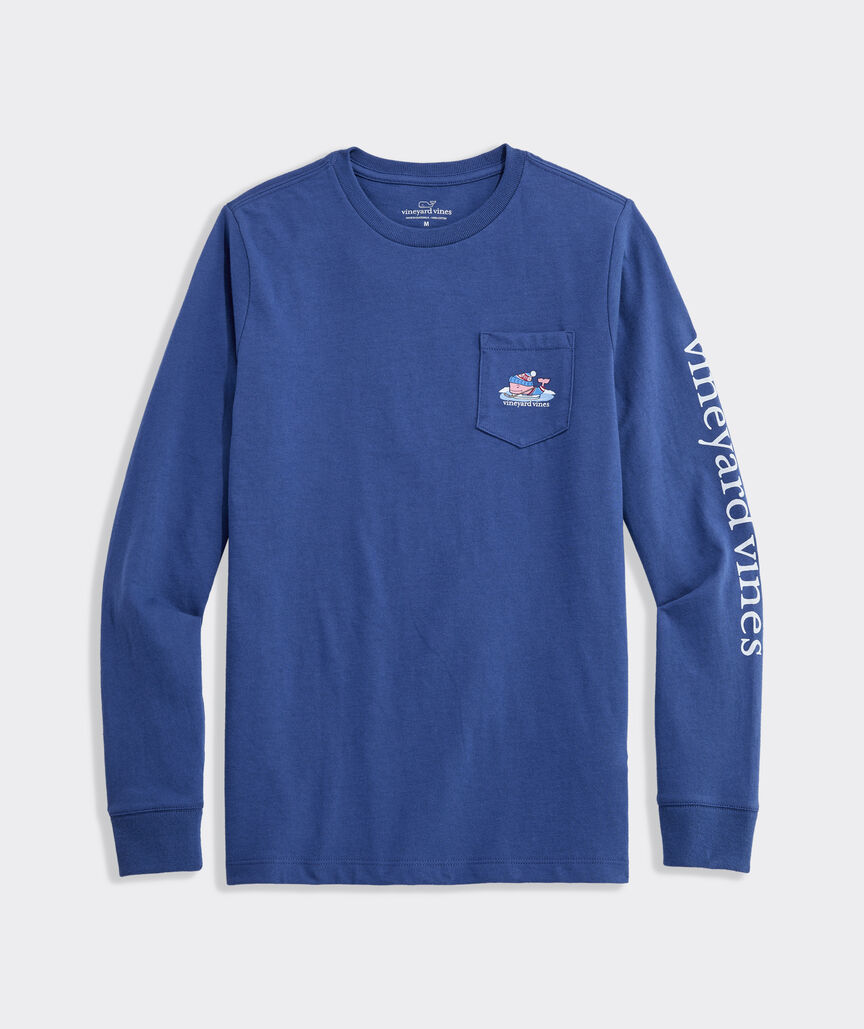 Vineyard Vines Boys' Hockey Whale Long-Sleeve Pocket Tee