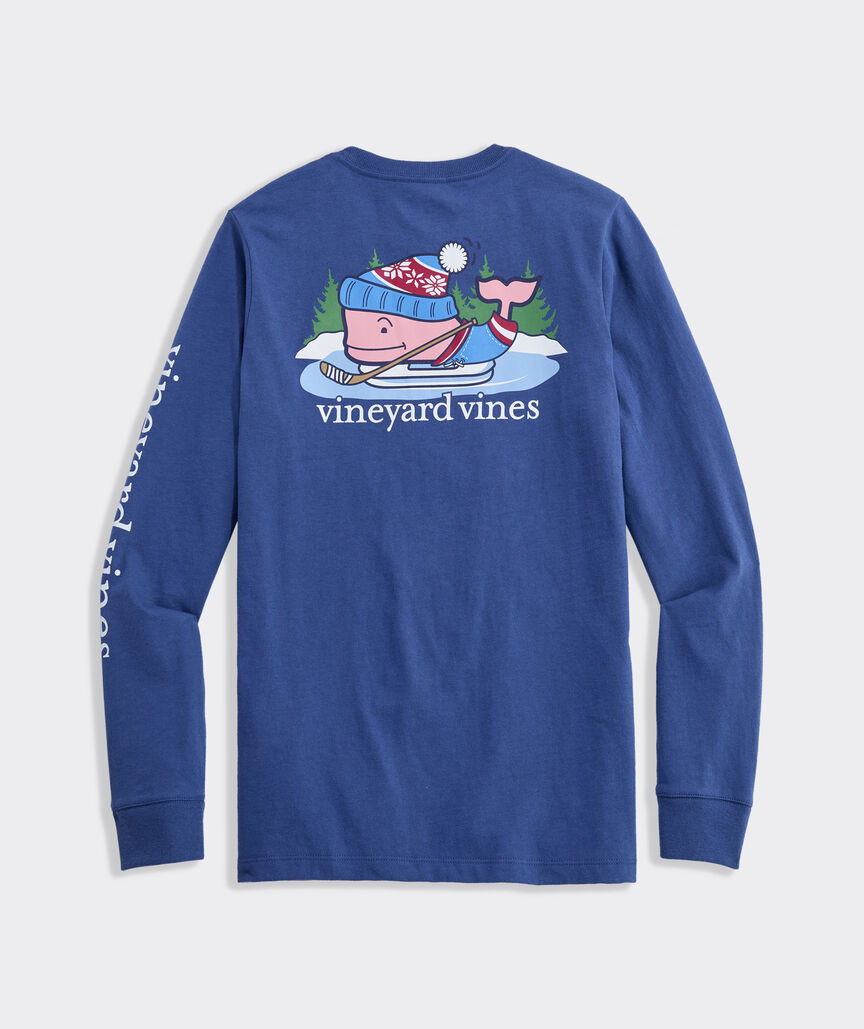 Vineyard Vines Boys' Hockey Whale Long-Sleeve Pocket Tee