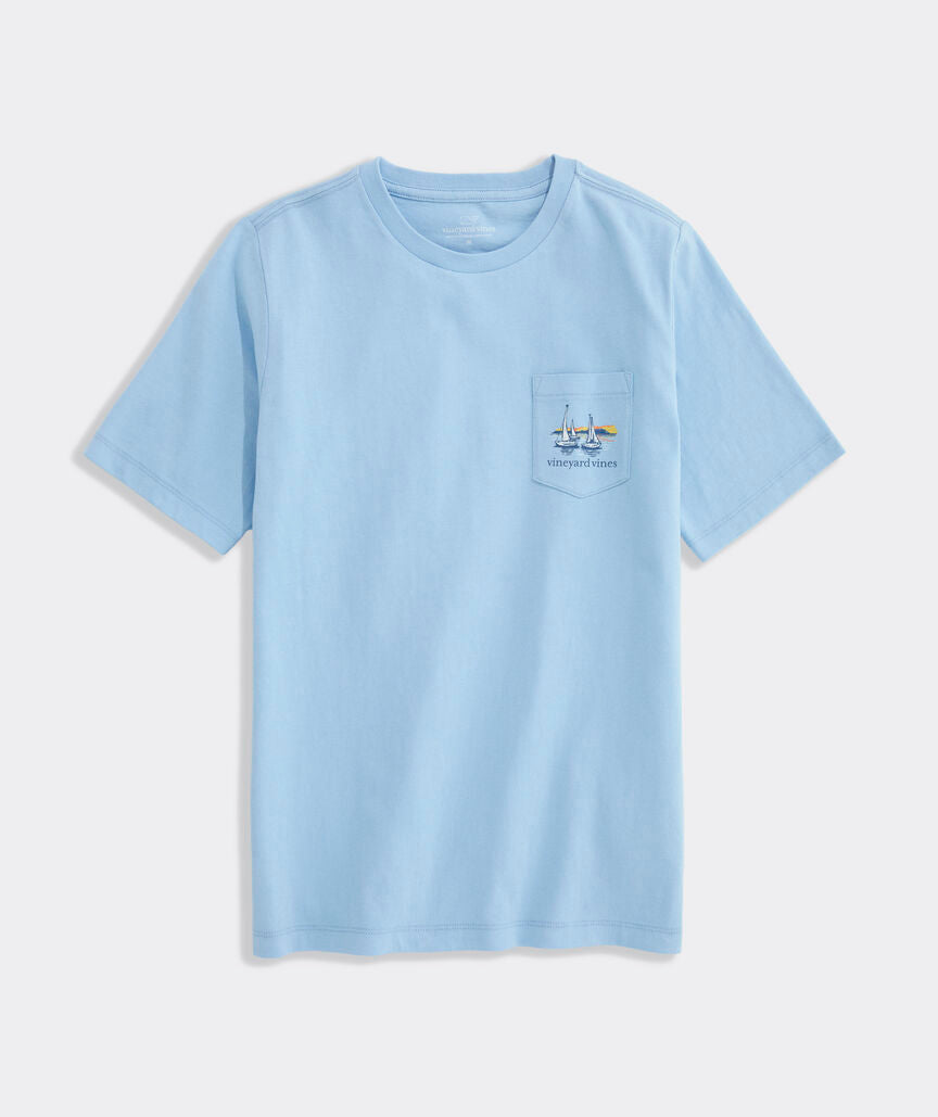 Vineyard Vines Boys' Autumn Sailing Scene Short-Sleeve Pocket Tee
