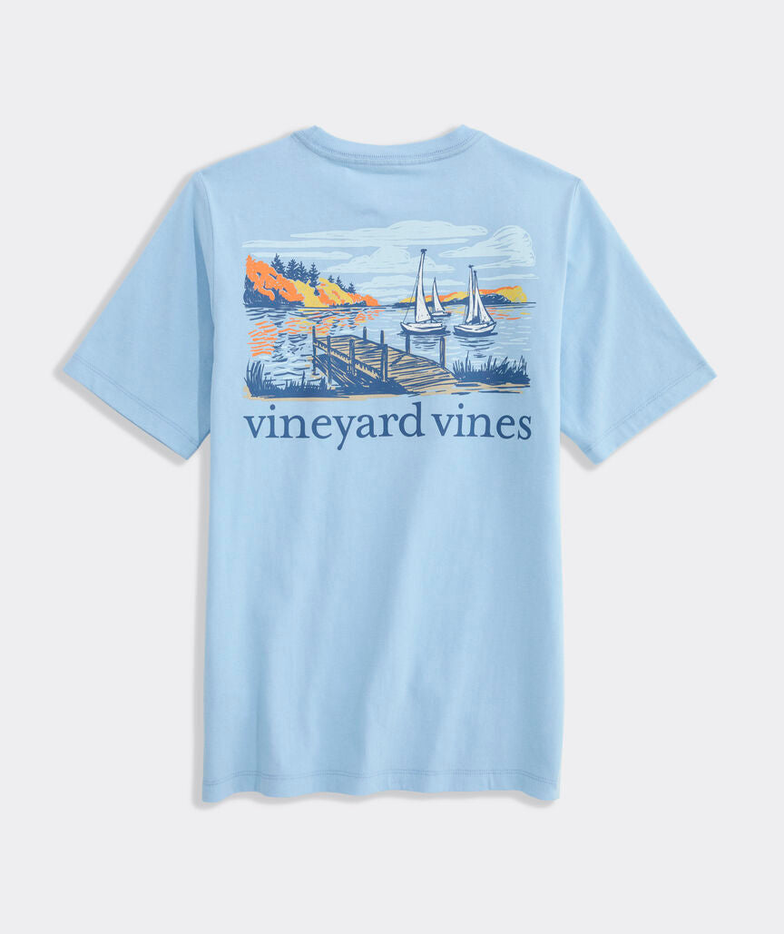 Vineyard Vines Boys' Autumn Sailing Scene Short-Sleeve Pocket Tee