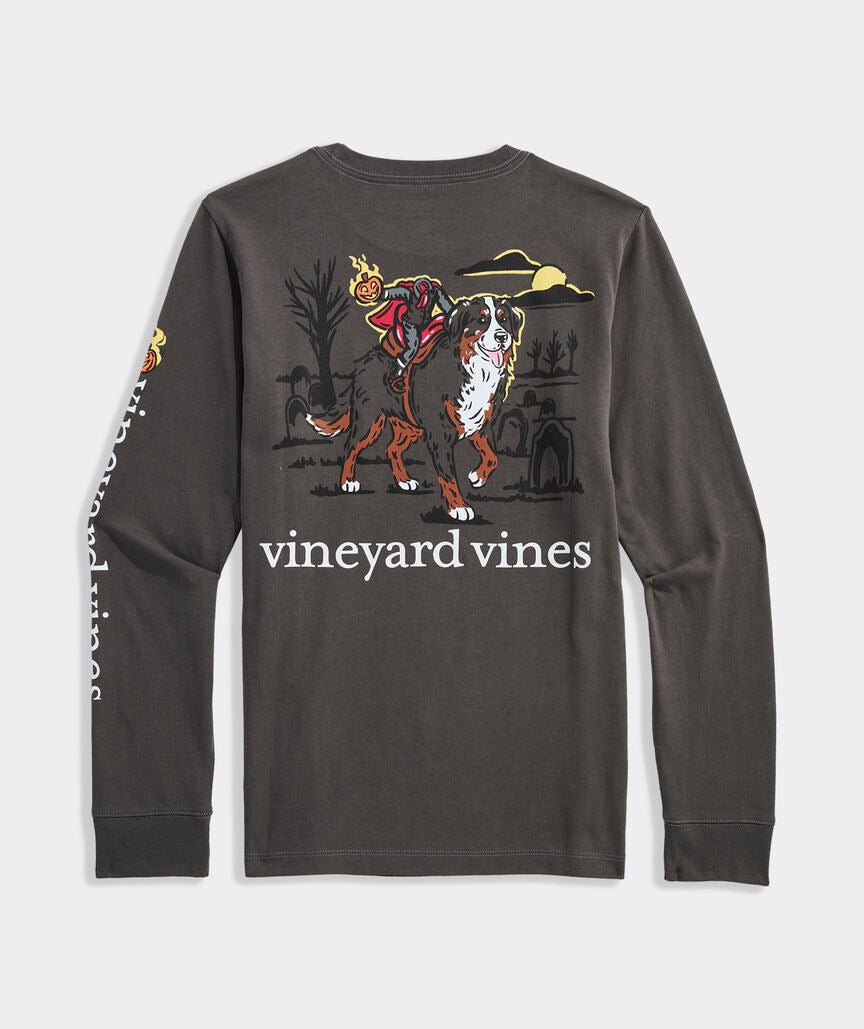 Vineyard Vines Boys' Headless Horseman Dog Long-Sleeve Pocket Tee