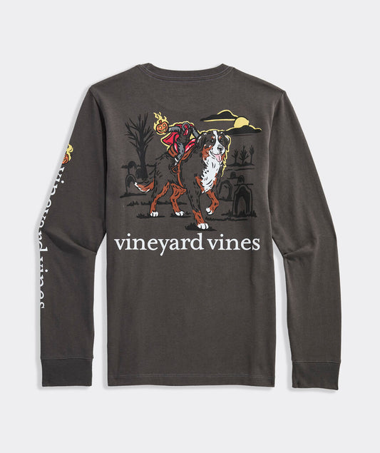Vineyard Vines Boys' Headless Horseman Dog Long-Sleeve Pocket Tee