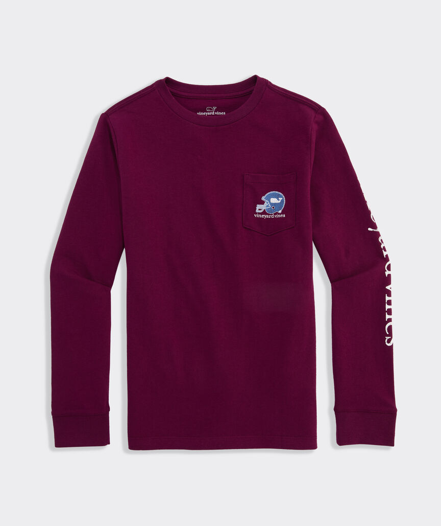 Vineyard Vines Boys' Sticker Football Helmet Long-Sleeve Pocket Tee