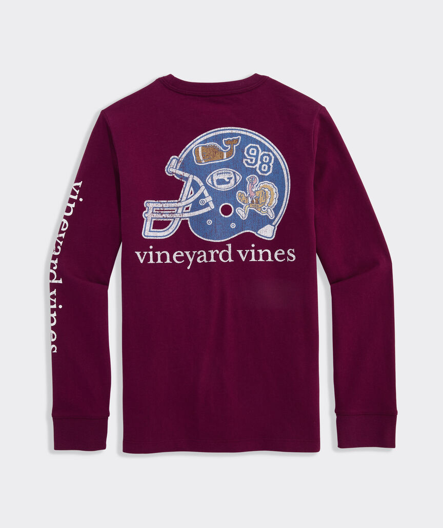 Vineyard Vines Boys' Sticker Football Helmet Long-Sleeve Pocket Tee
