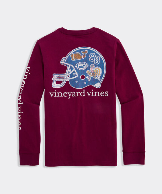 Vineyard Vines Boys' Sticker Football Helmet Long-Sleeve Pocket Tee