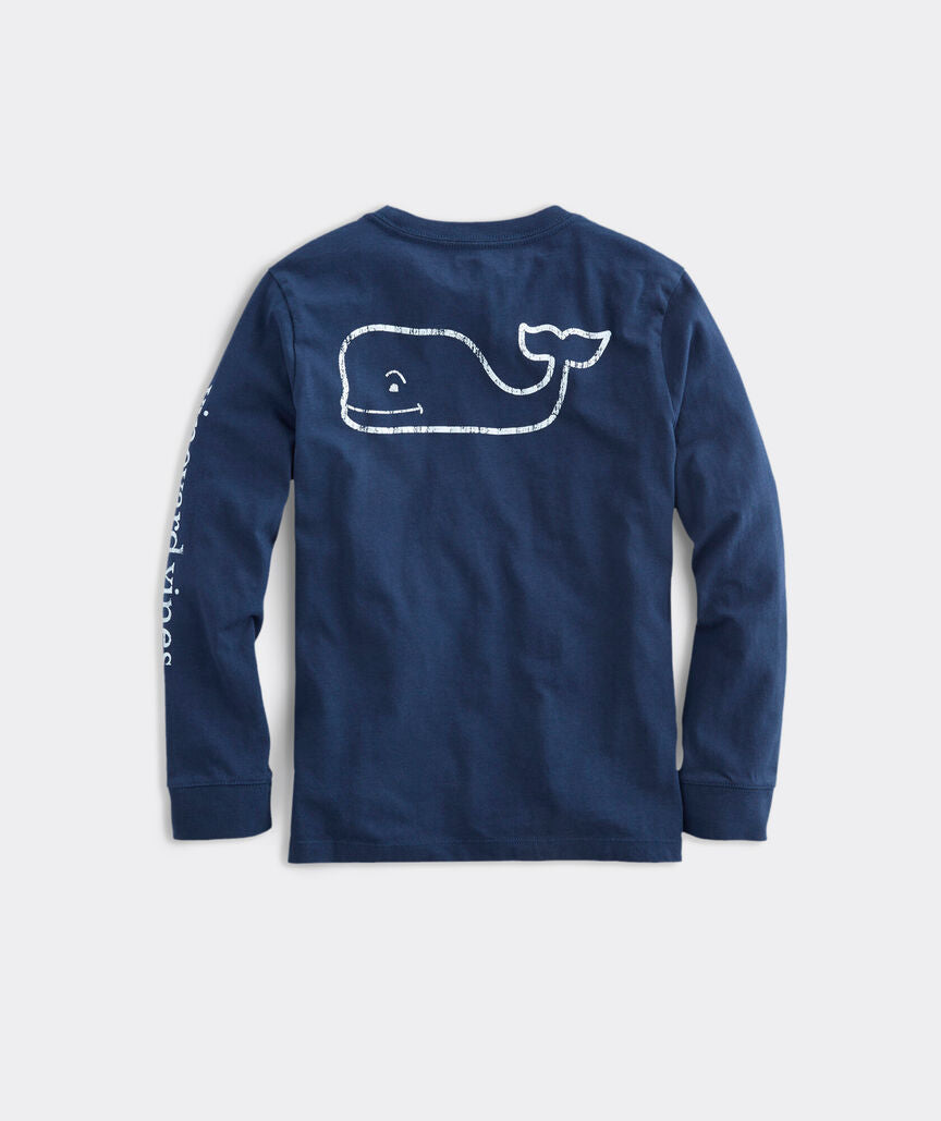 Vineyard Vines Kids' Vintage Whale Graphic Long-Sleeve Pocket Tee