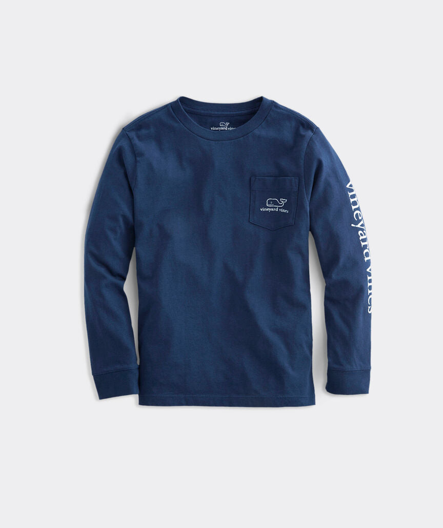Vineyard Vines Kids' Vintage Whale Graphic Long-Sleeve Pocket Tee