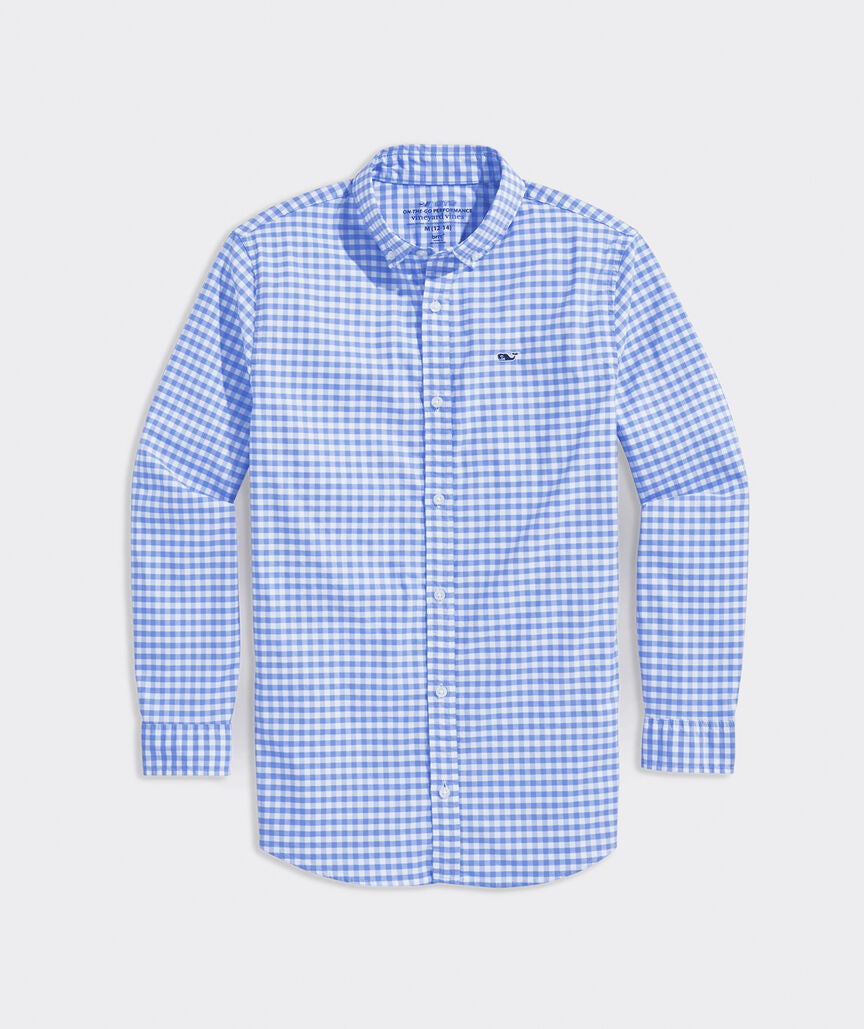Vineyard Vines Boys' Performance Cotton Gingham Shirt