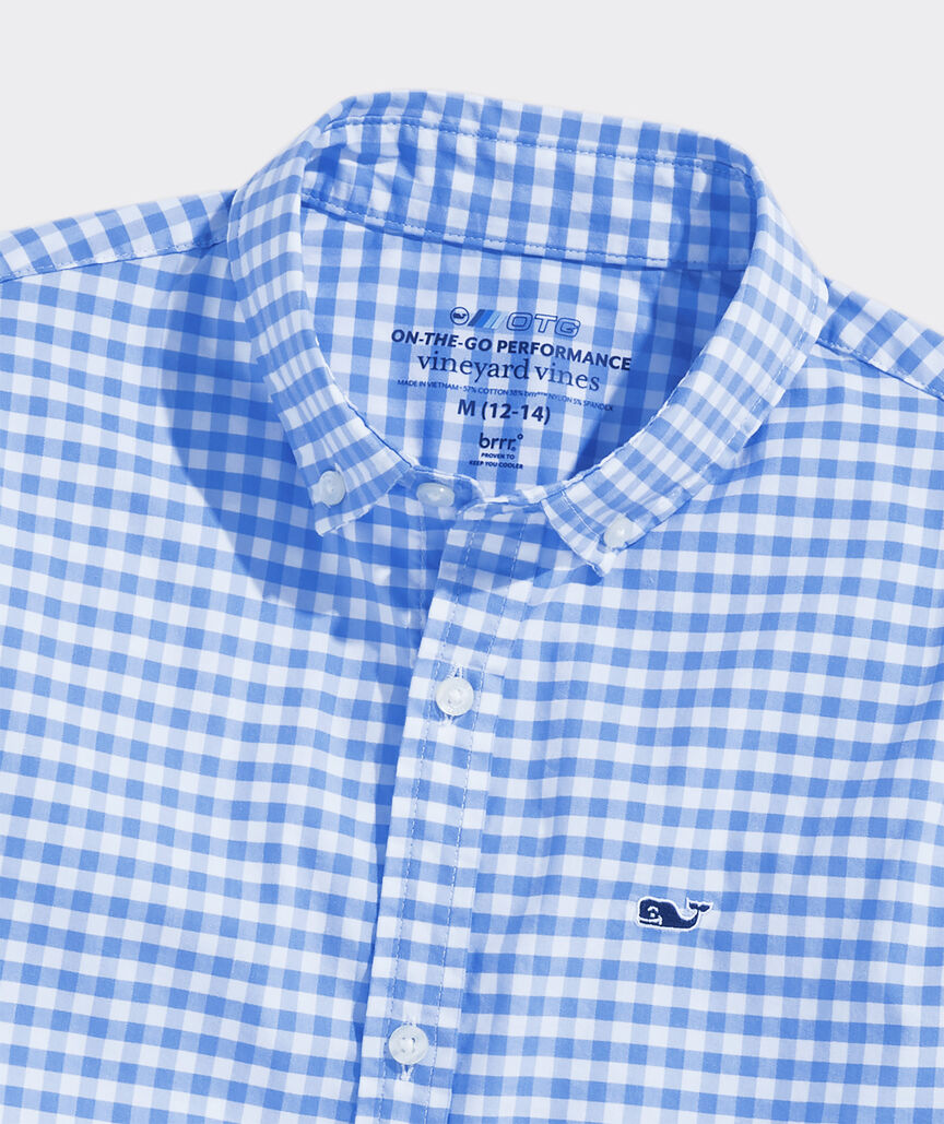 Vineyard Vines Boys' Performance Cotton Gingham Shirt