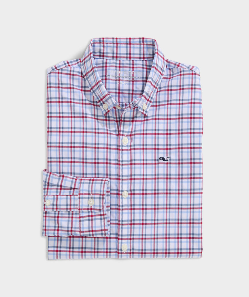 Vineyard Vines Boys' Callwood Plaid Featherweight Performance Shirt