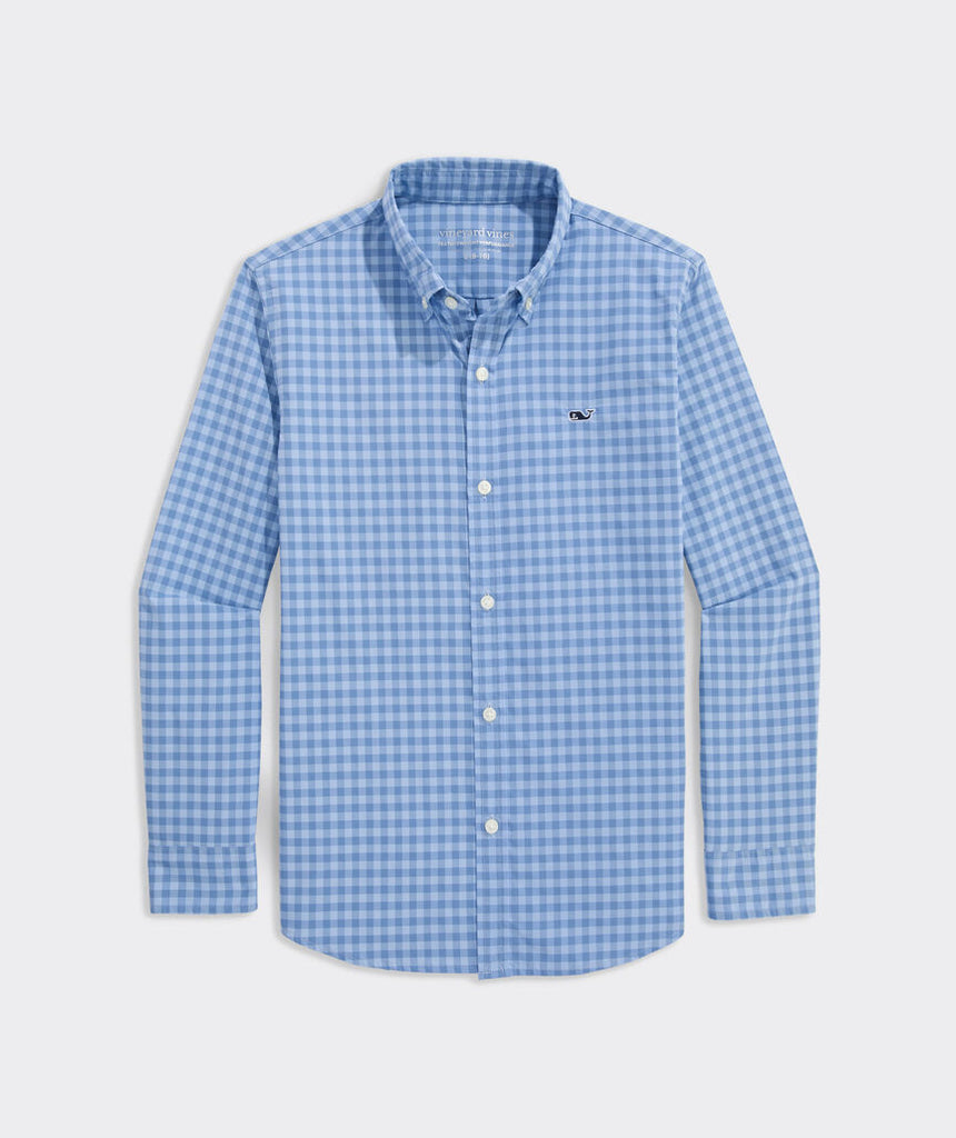 Vineyard Vines Boys' Performance Topsail Gingham Featherweight Shirt