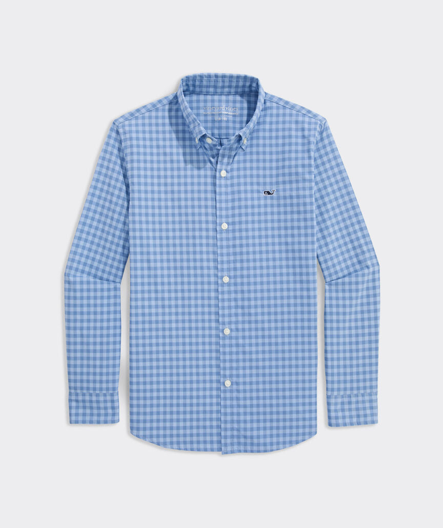 Vineyard Vines Boys' Performance Topsail Gingham Featherweight Shirt