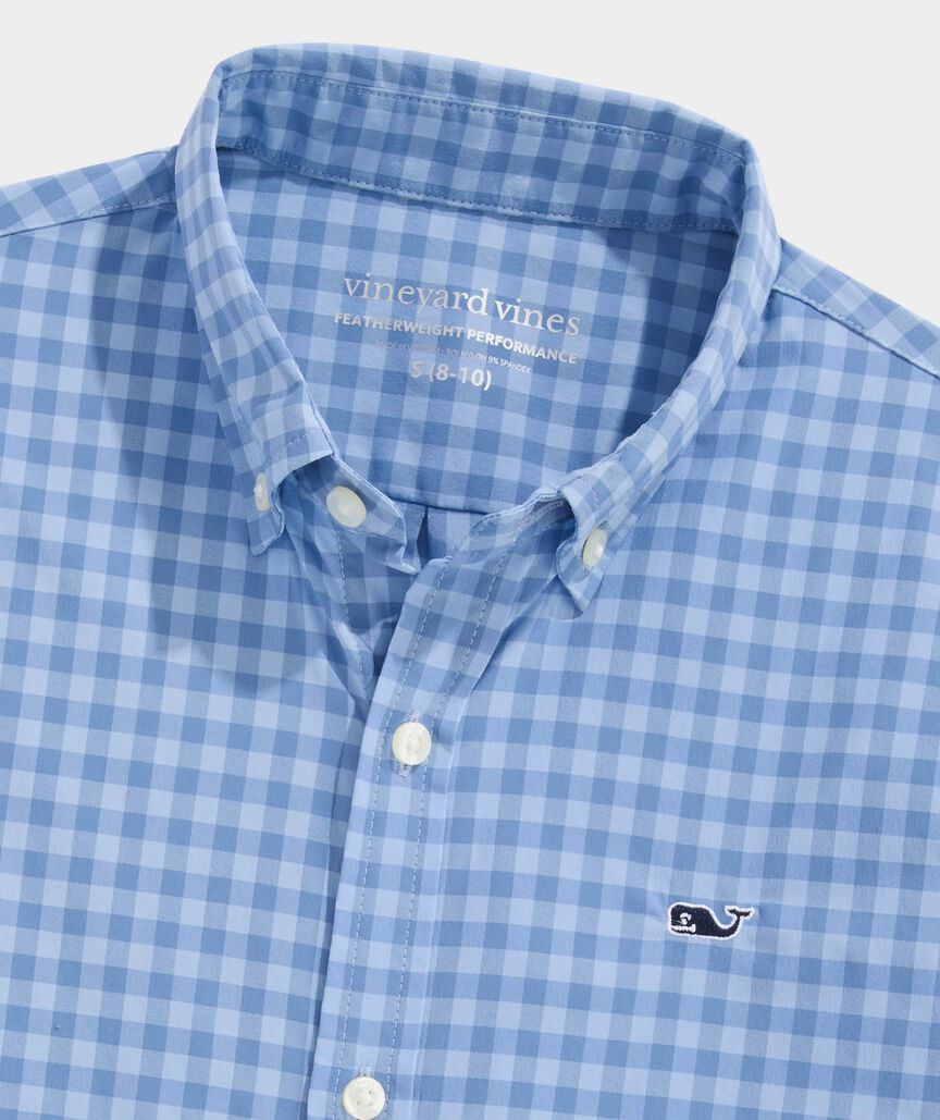Vineyard Vines Boys' Performance Topsail Gingham Featherweight Shirt