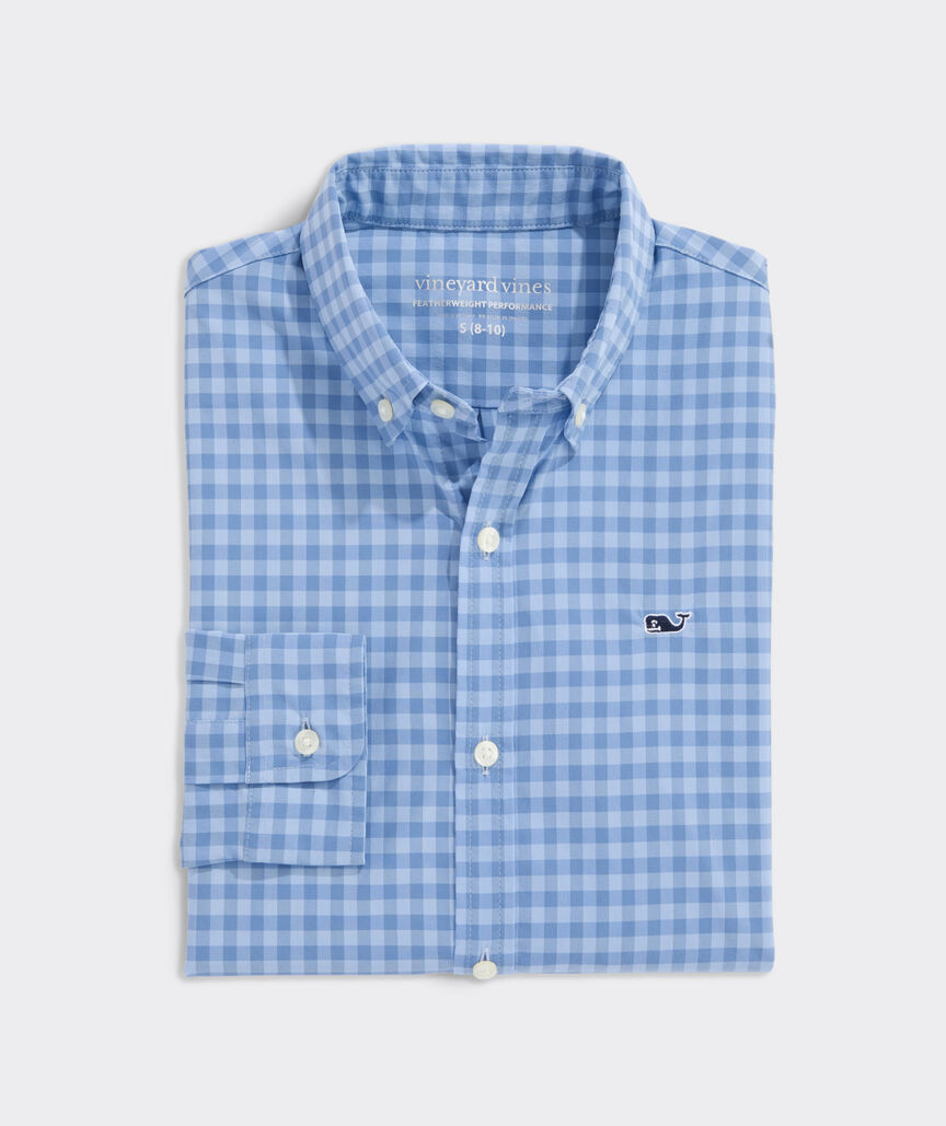 Vineyard Vines Boys' Performance Topsail Gingham Featherweight Shirt ...