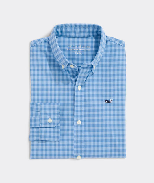 Vineyard Vines Boys' Performance Topsail Gingham Featherweight Shirt