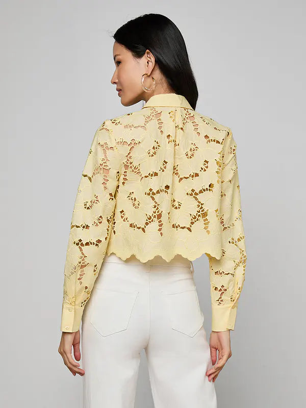 L'Agence Seychelle Cropped Eyelet Blouse